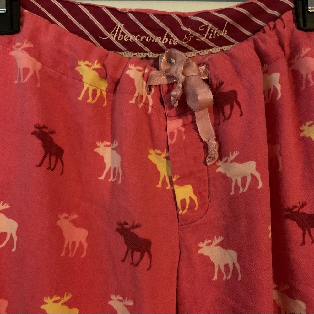 Vintage Abercrombie Logo Flannel PJ Pajama Lounge Drawstring Pants - Picture 3 of 7